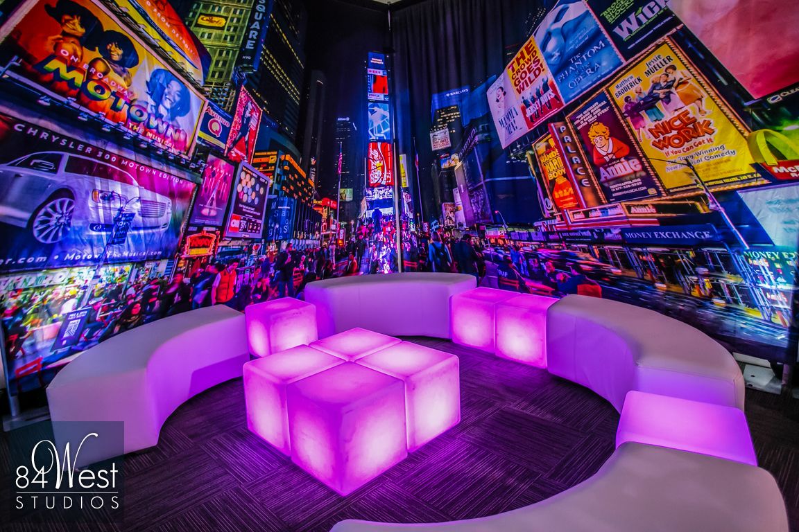 Time Square themed party kids lounge