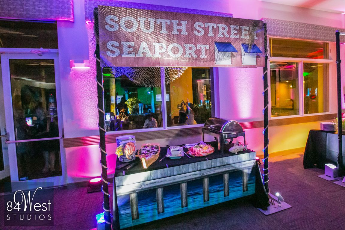 NYC South Street Seaport themed event food station