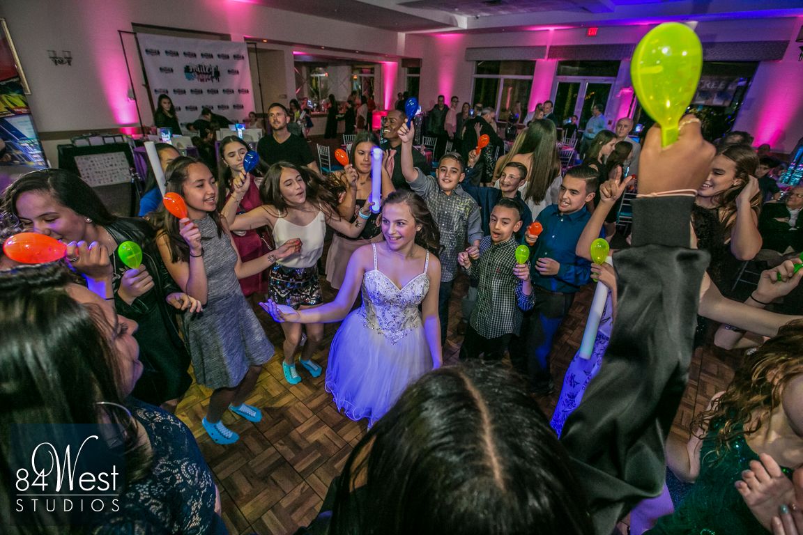Excited party guests