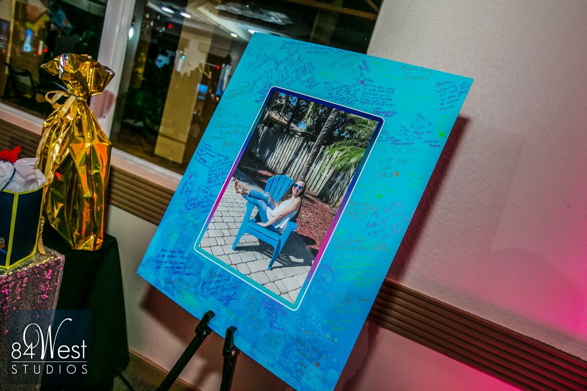 tiffany blue sign-in board at bat mitzvah