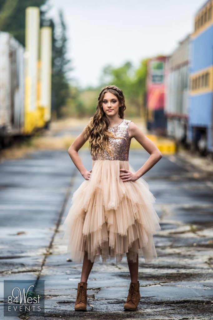 young woman with trains