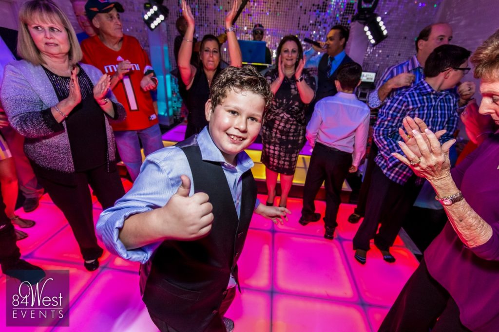 party guest on LED dancefloor