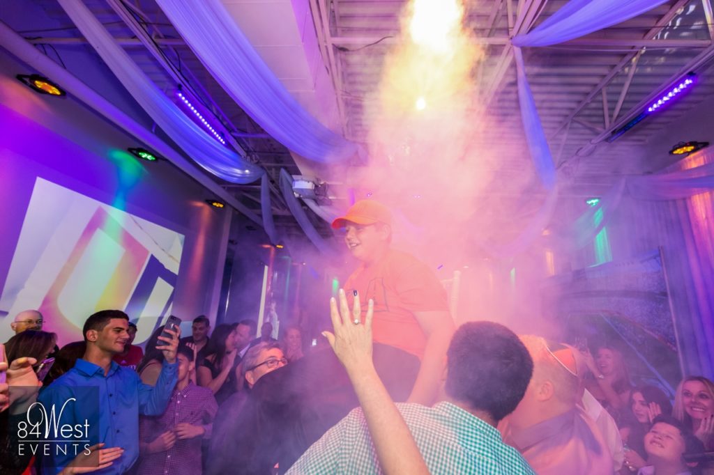 bar mitzvah boy with smoke machine